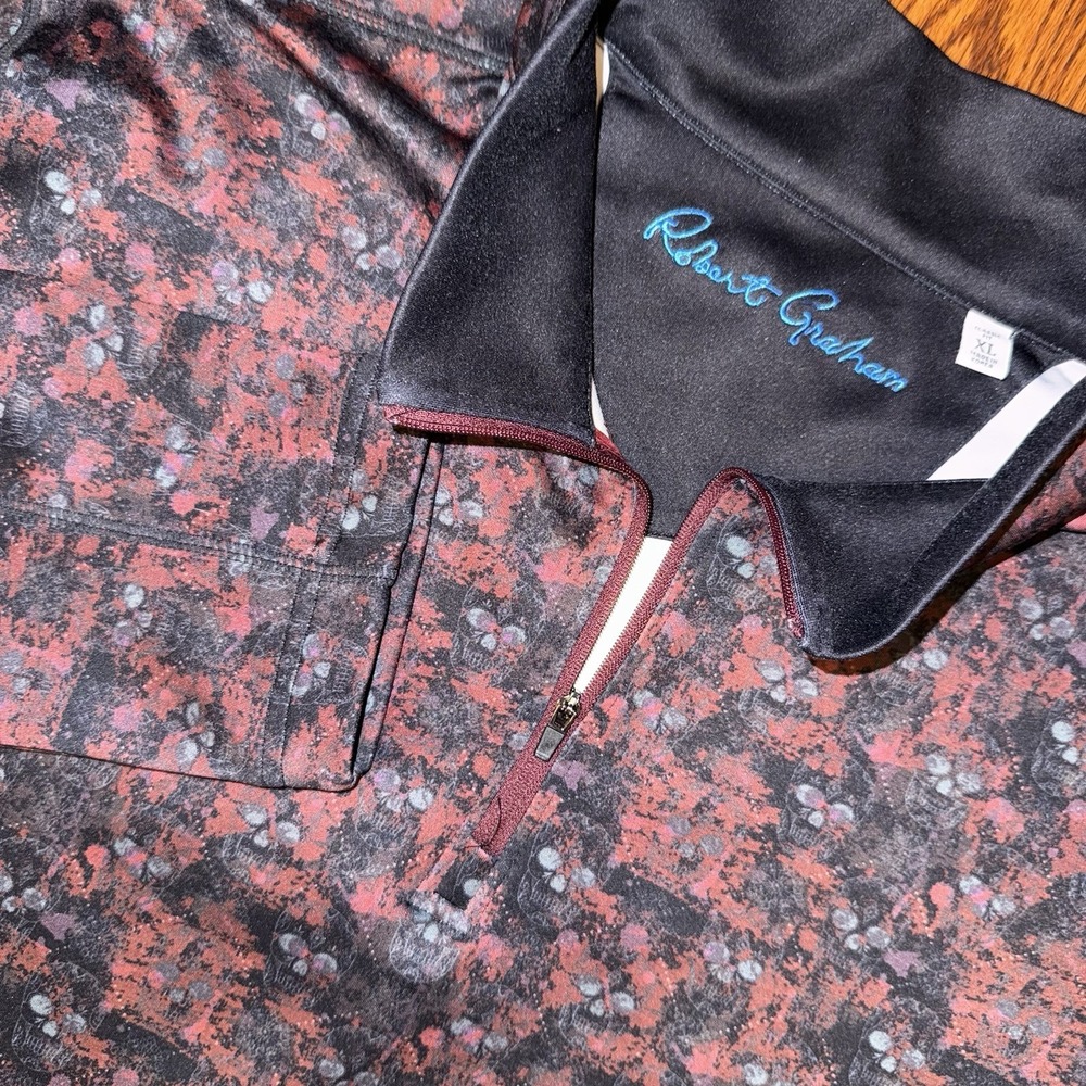 Robert Graham Cutting Edge Performance 1/4 Zip Pullover Skulls All Over Men's XL